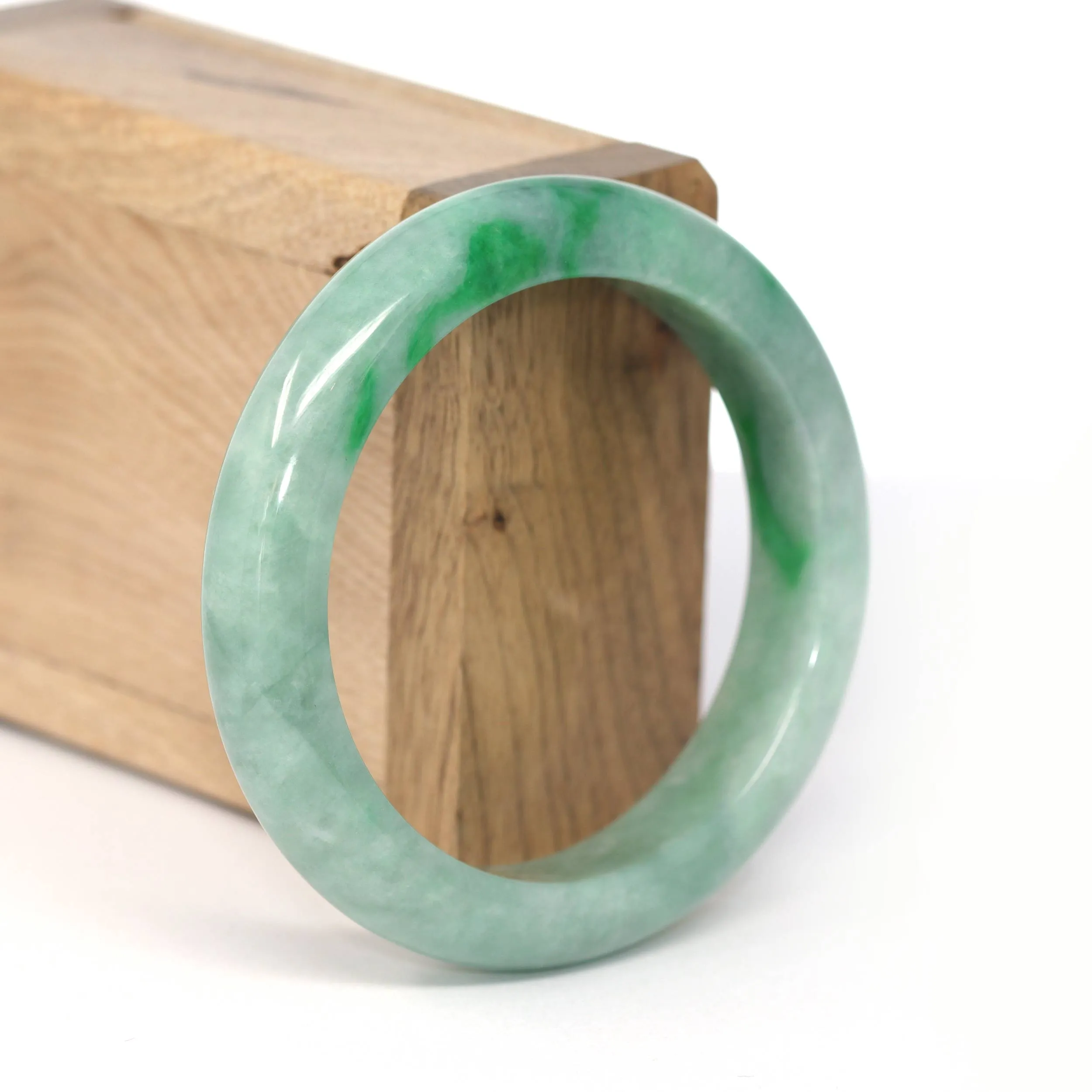 Genuine Burmese Forest Green Jadeite Jade Bangle Bracelet ( 56.05 mm ) #231