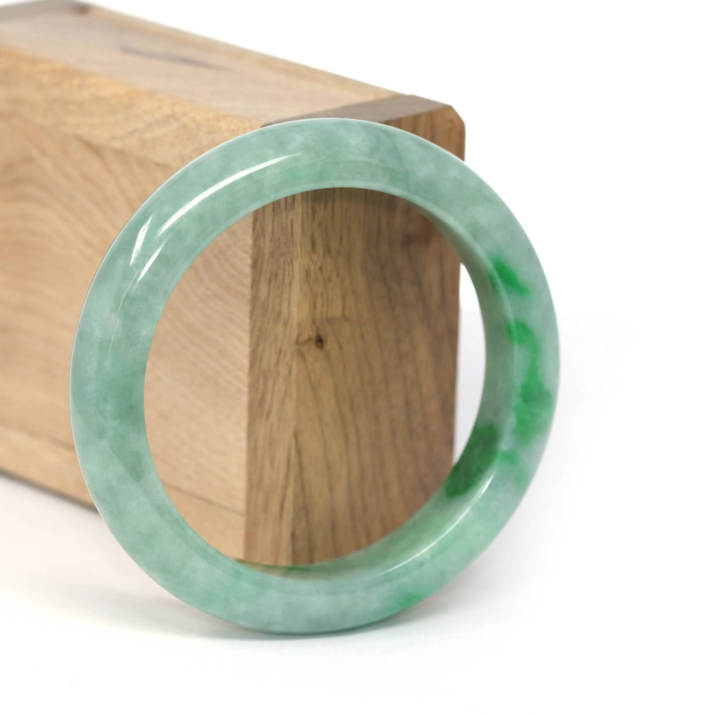 Genuine Burmese Forest Green Jadeite Jade Bangle Bracelet ( 56.05 mm ) #231