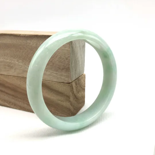 Genuine Burmese Green Jadeite Jade Bangle Bracelet (56.6 mm) #T155