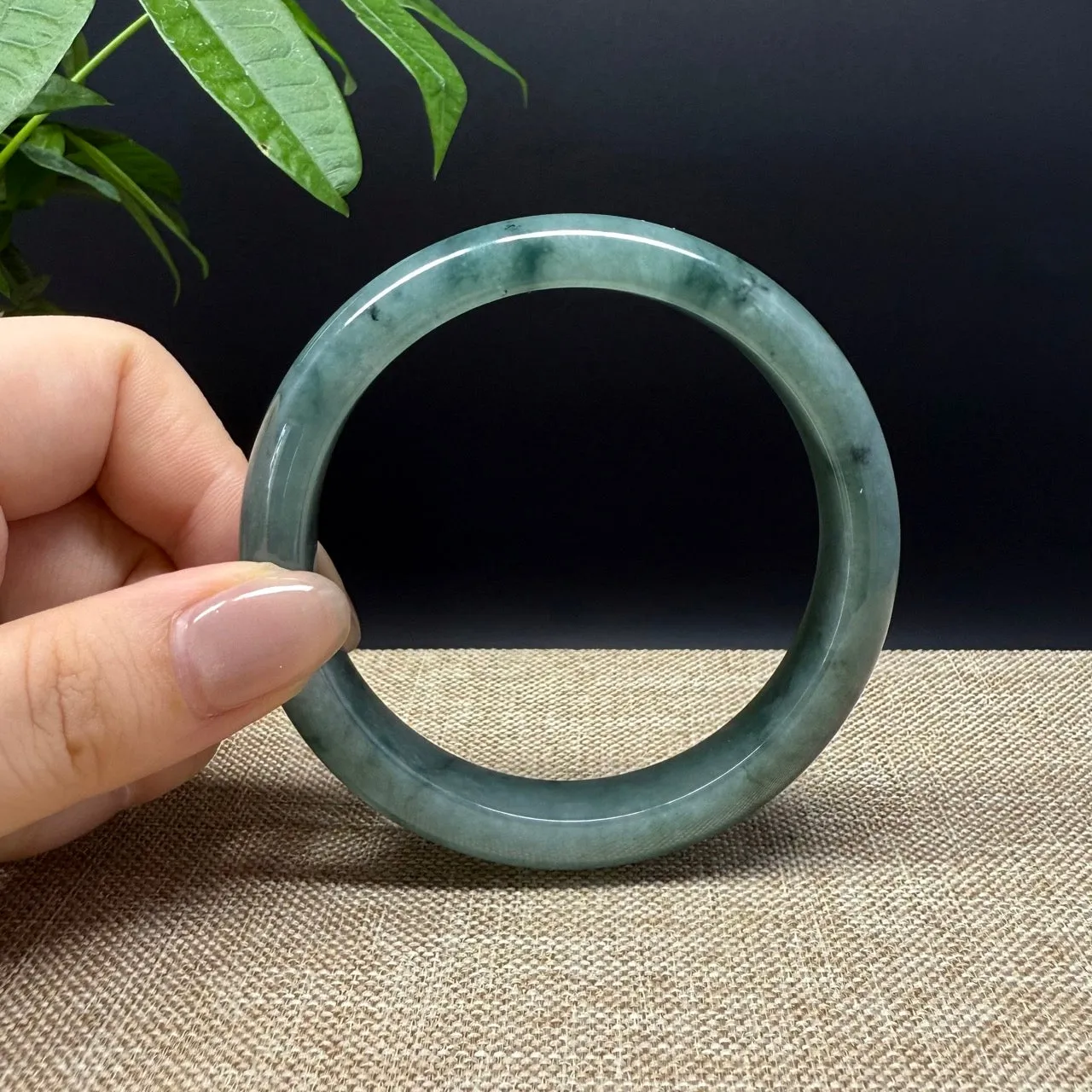 Genuine Burmese Oil Green Jade Jadeite Bangle Bracelet ( 59.8mm )