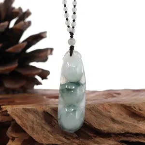 Genuine Ice Blue Jadeite Jade FU Dou Pendant Necklace With Real Jadeite jade Beads Necklace