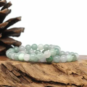 Genuine Jadeite Jade Round Multiple Colors Beads Bracelet (7.5mm)