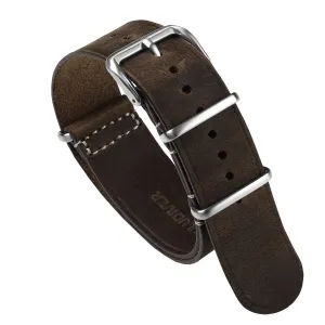 Genuine Leather 1973 British Military Watch Strap: OXFORD - Chocolate Brown