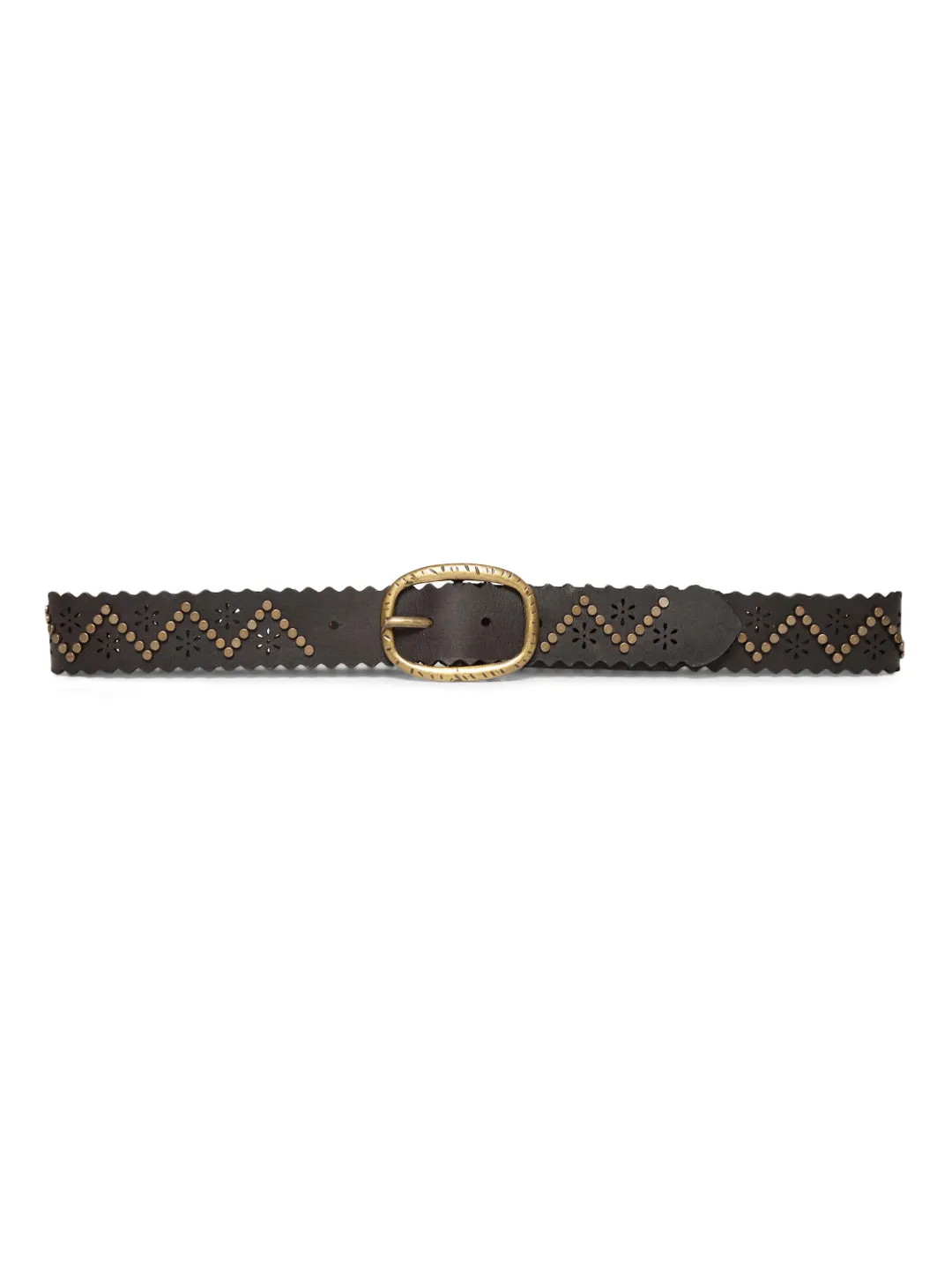 Genuine Leather Black Studded Belt By Art N Vintage