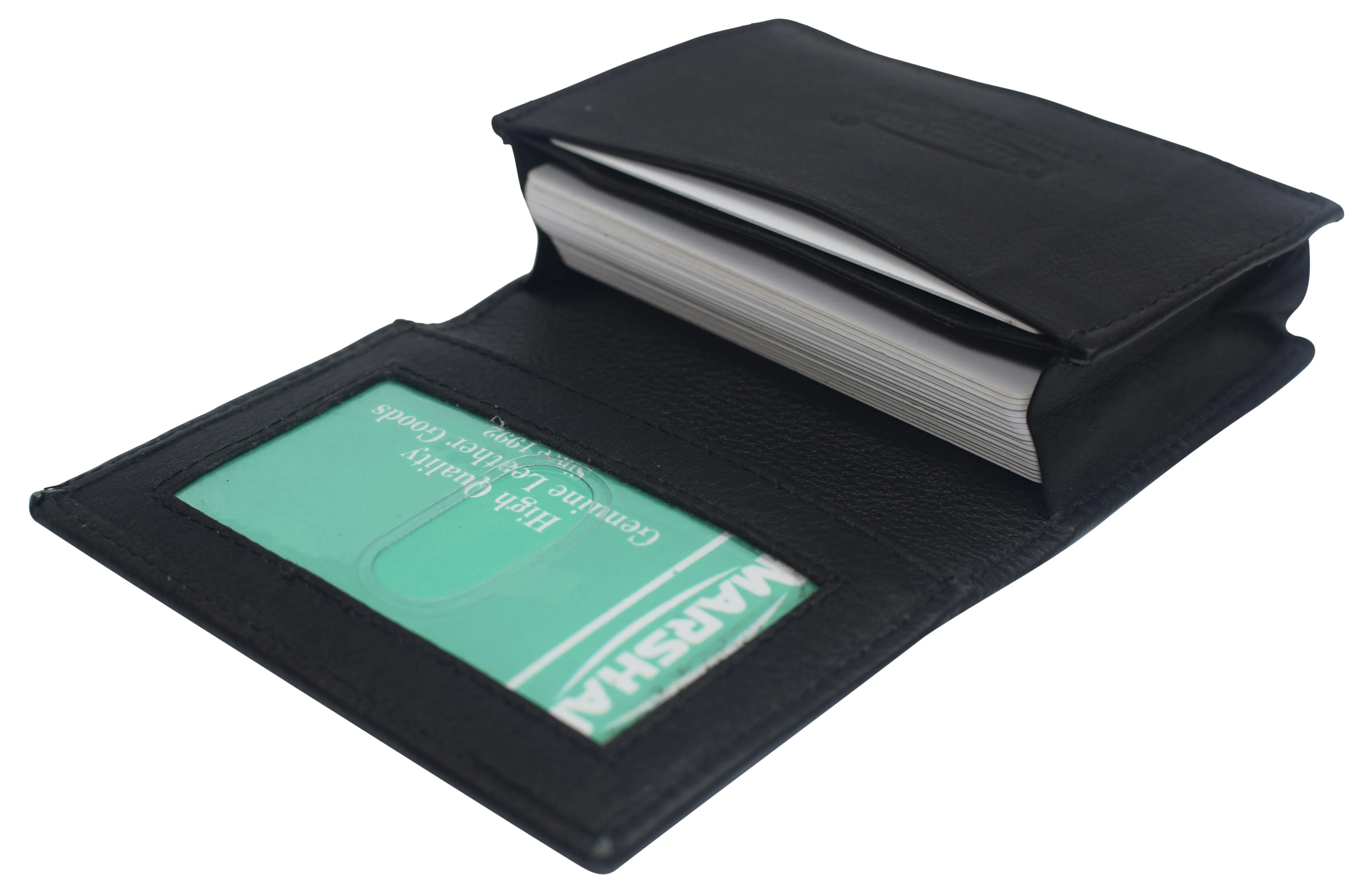 Genuine Leather Business Card Holder Name Card Case Credit Card Wallet with ID Window RFID Blocking