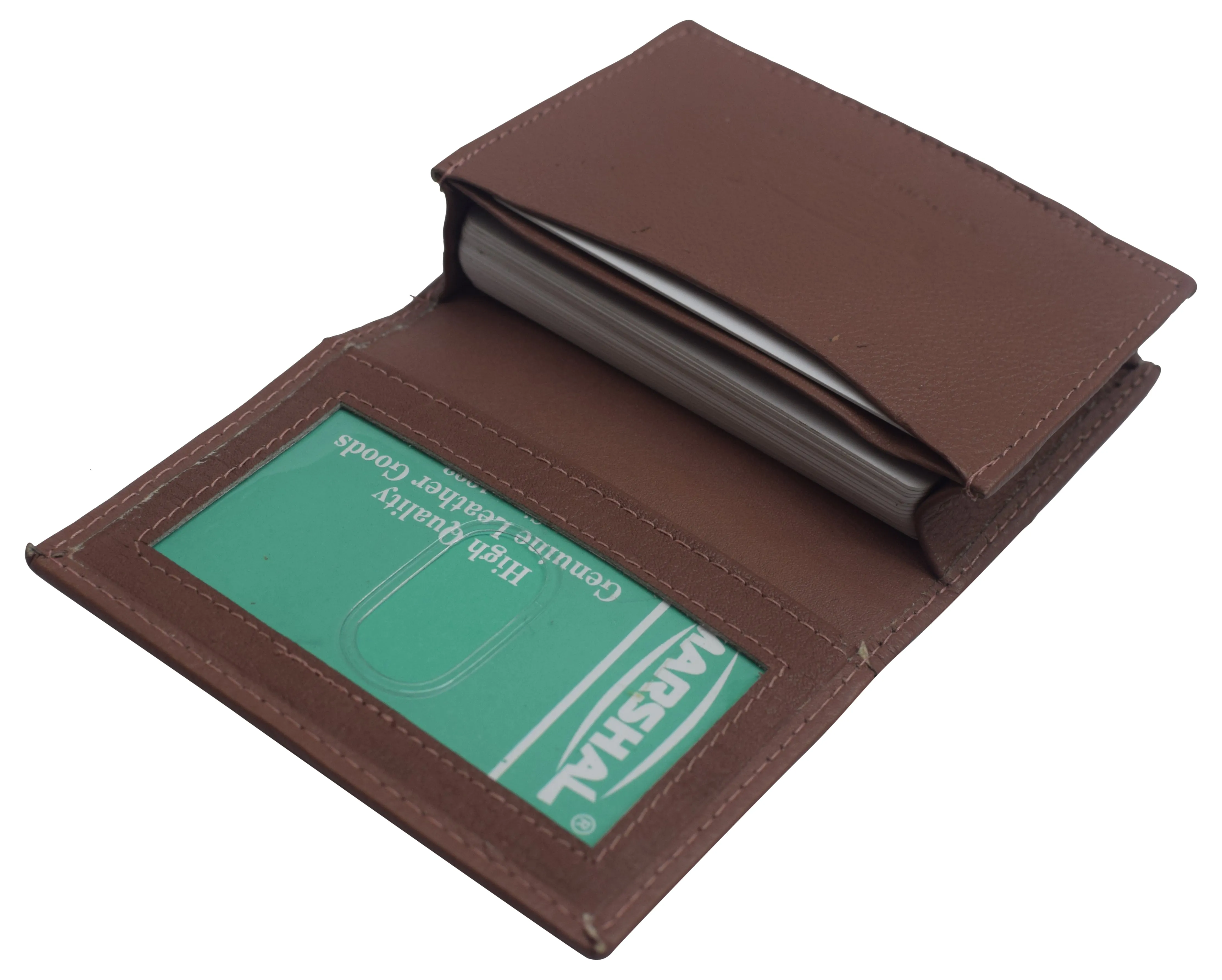 Genuine Leather Business Card Holder Name Card Case Credit Card Wallet with ID Window RFID Blocking