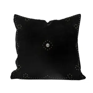 Genuine Suede Antique Concho & Studded Pillow - Black