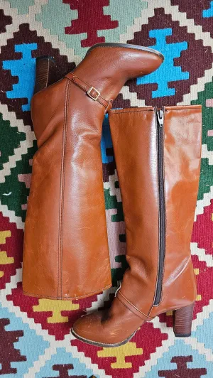 Genuine Vintage leather 70s boots size 8.5