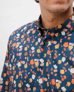 Geo Cotton Shirt Navy