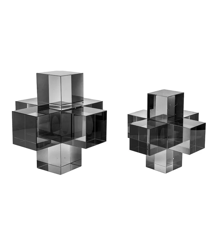 Geo Crystal Sculpture Set - Grey