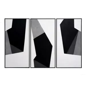 Geo Forms Set Of 3 Hand-Painted Wall Art With Frame