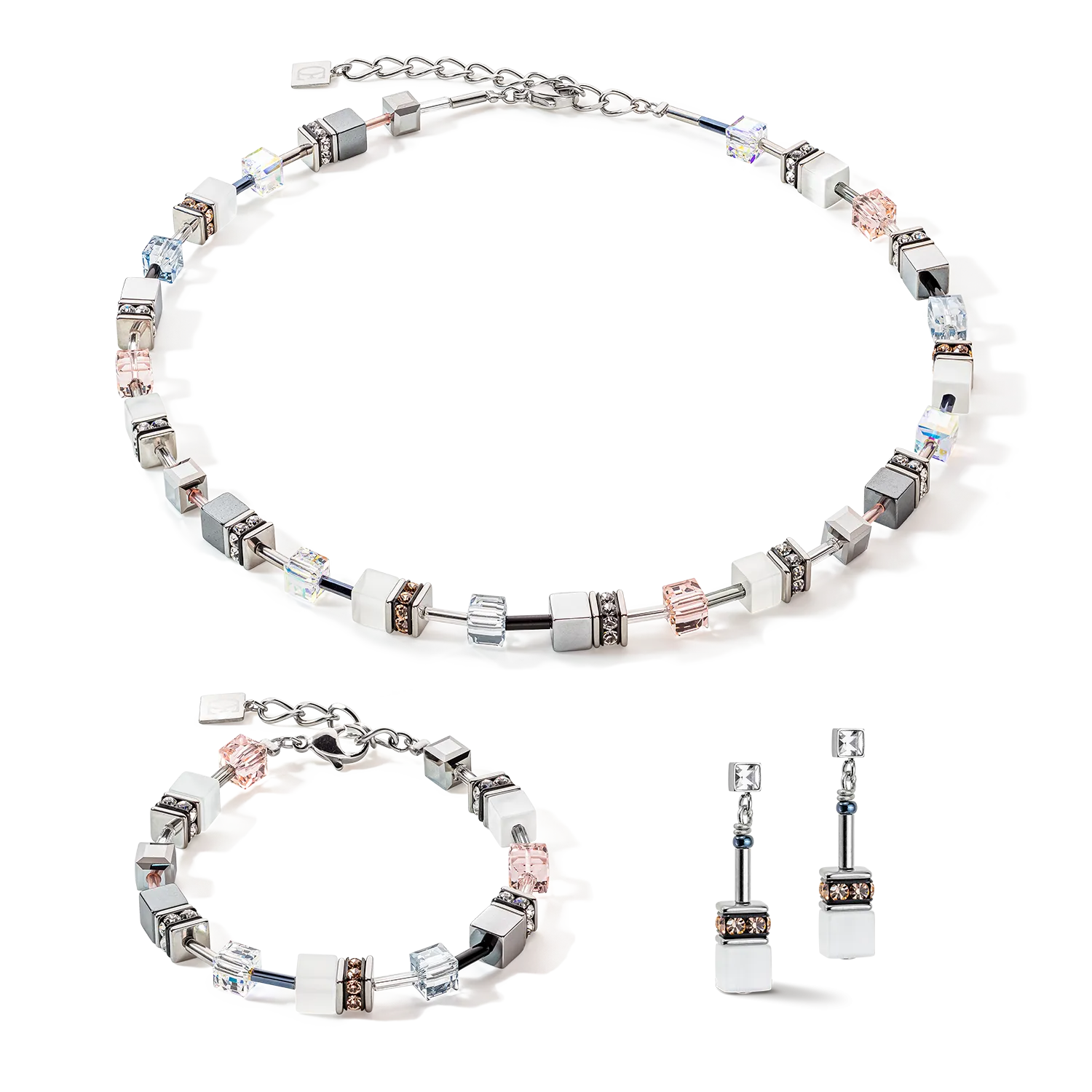 GeoCUBE® Iconic Monochrome necklace peach