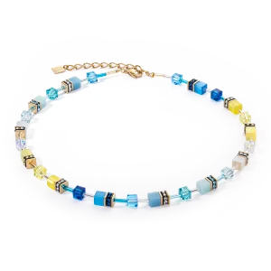 GeoCUBE® Iconic necklace turquoise-yellow