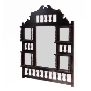 Geometric Carved Teak Traditional Mirror