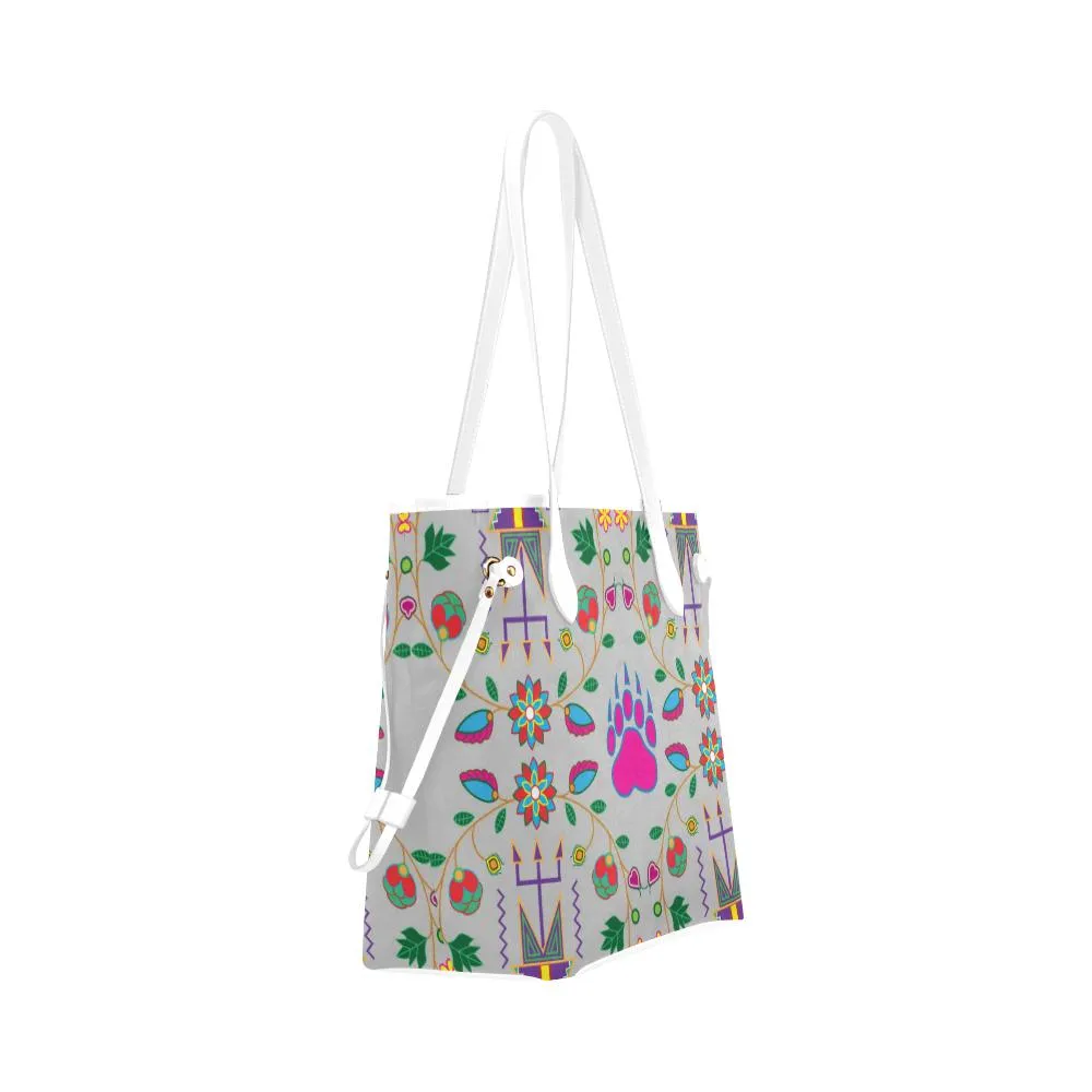 Geometric Floral Fall - Gray Clover Canvas Tote Bag