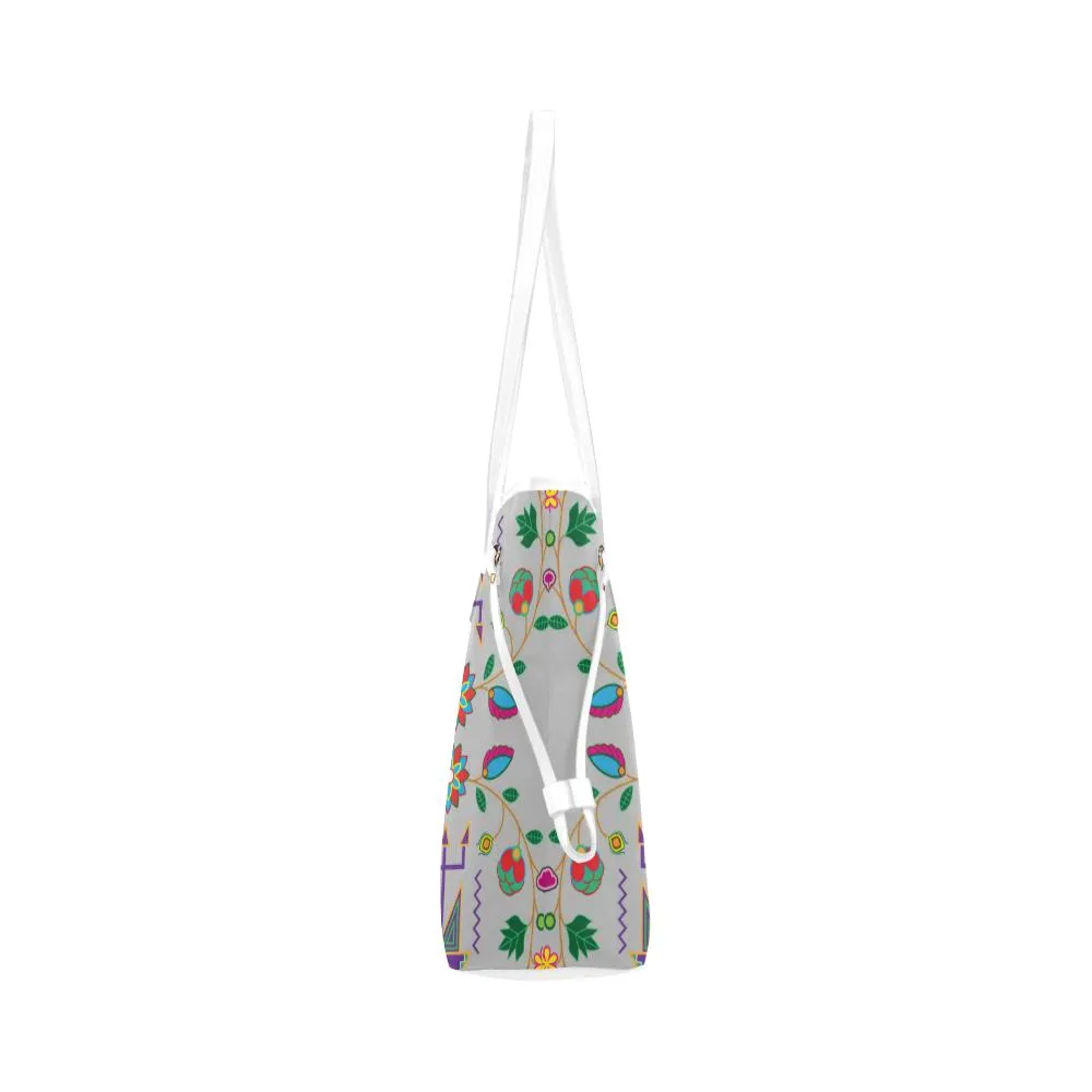 Geometric Floral Fall - Gray Clover Canvas Tote Bag