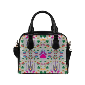 Geometric Floral Fall-Gray Shoulder Handbag