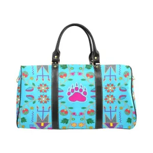 Geometric Floral Fall-Sky Blue Waterproof Travel Bag