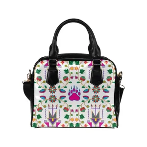 Geometric Floral Fall-White Shoulder Handbag