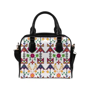 Geometric Floral Spring-White Shoulder Handbag