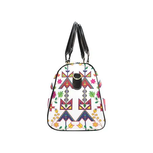 Geometric Floral Spring-White Waterproof Travel Bag