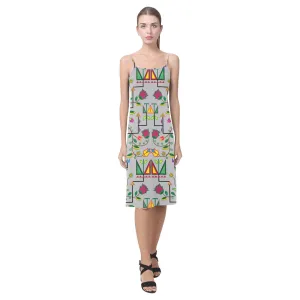 Geometric Floral Summer - Gray Alcestis Slip Dress