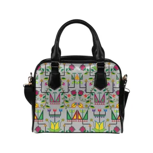 Geometric Floral Summer-Gray Shoulder Handbag