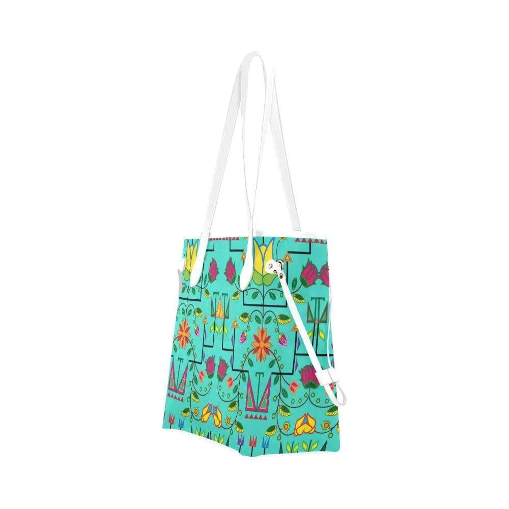 Geometric Floral Summer - Sky Clover Canvas Tote Bag