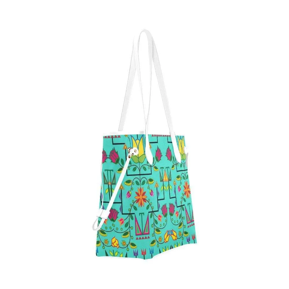 Geometric Floral Summer - Sky Clover Canvas Tote Bag