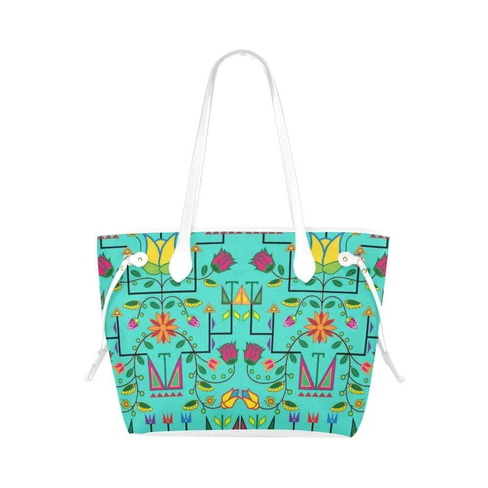 Geometric Floral Summer - Sky Clover Canvas Tote Bag