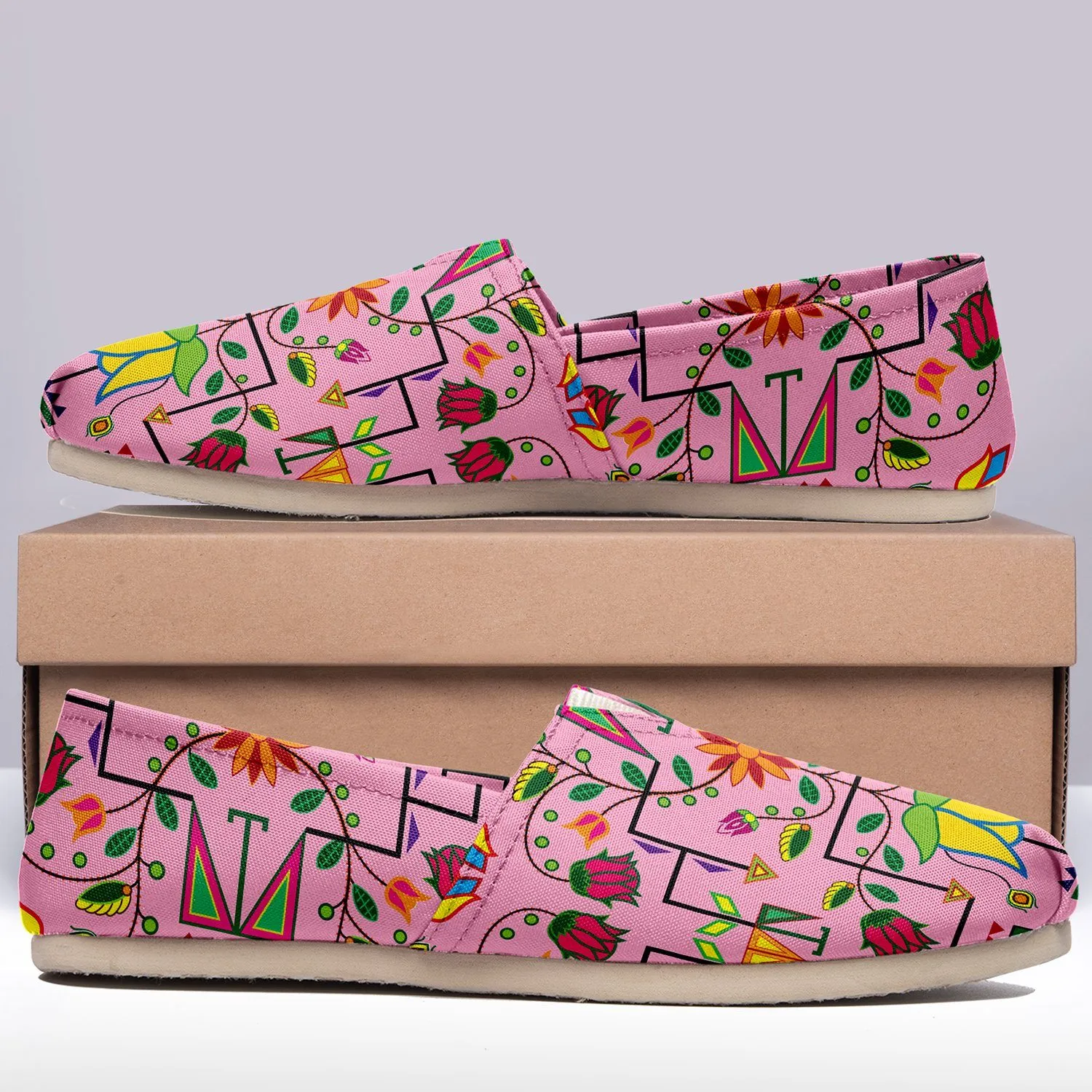 Geometric Floral Summer Sunset Slip On