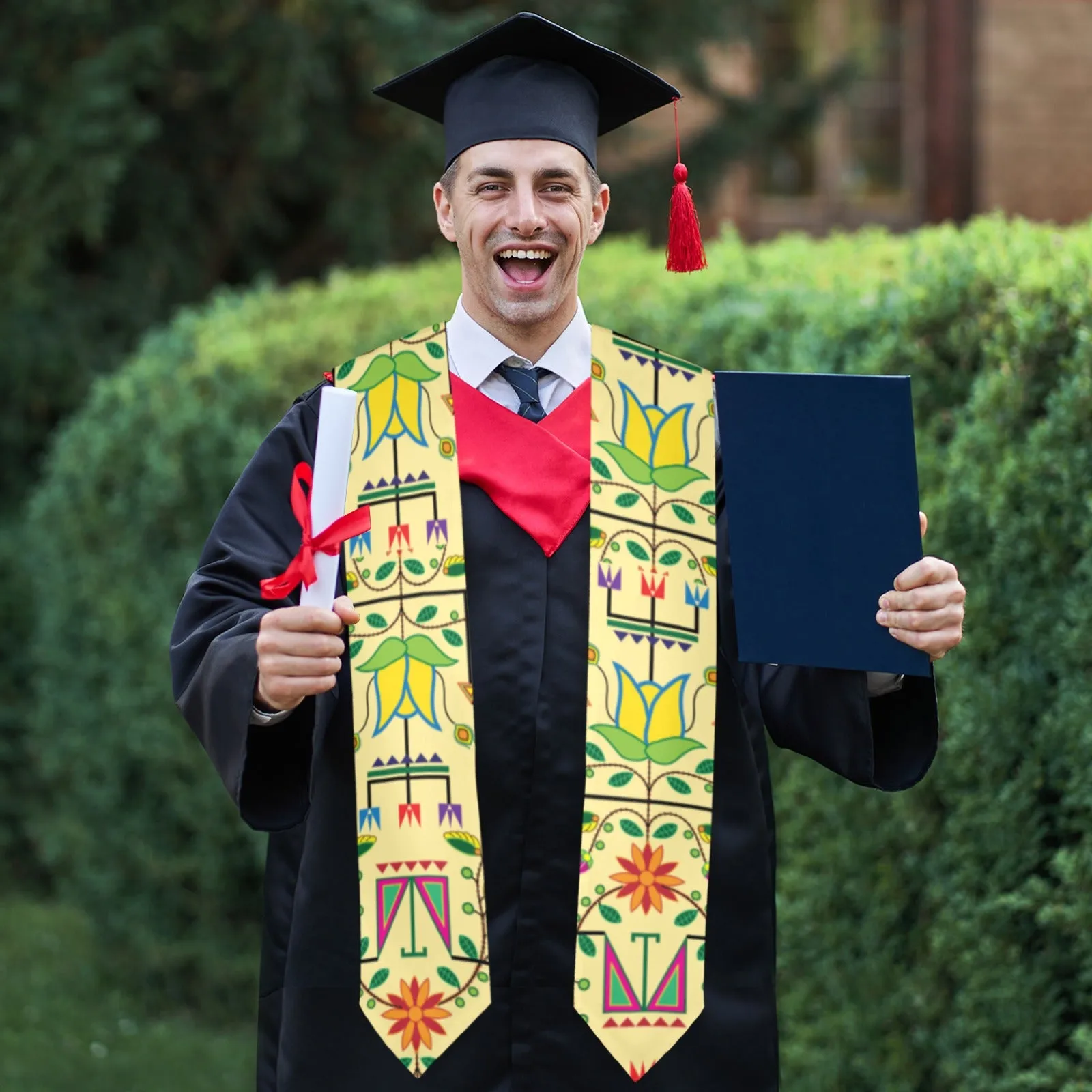 Geometric Floral Summer Vanilla Graduation Stole