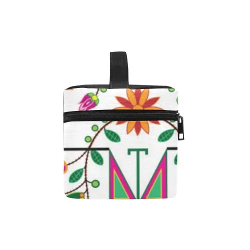 Geometric Floral Summer-White Cosmetic Bag/Large