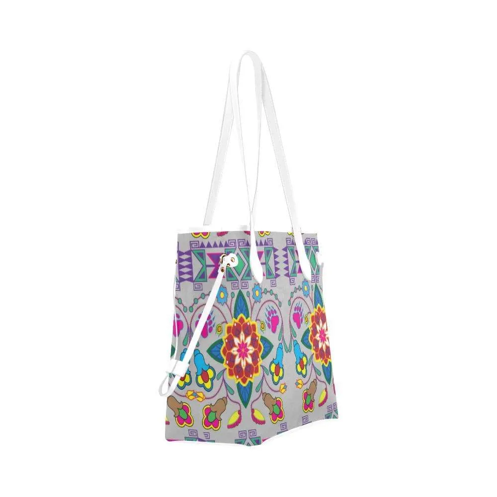 Geometric Floral Winter - Gray Clover Canvas Tote Bag