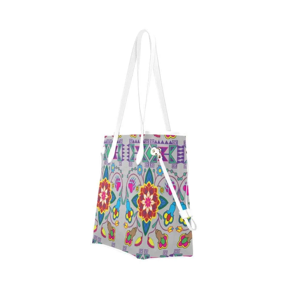 Geometric Floral Winter - Gray Clover Canvas Tote Bag