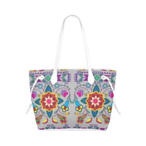 Geometric Floral Winter - Gray Clover Canvas Tote Bag