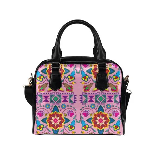 Geometric Floral Winter-Sunset Shoulder Handbag