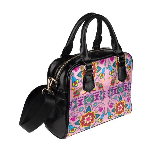 Geometric Floral Winter-Sunset Shoulder Handbag