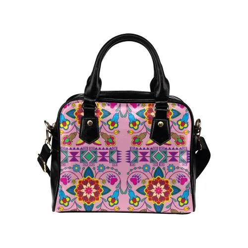 Geometric Floral Winter-Sunset Shoulder Handbag