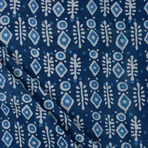 Geometric Indigo Cotton Fabric