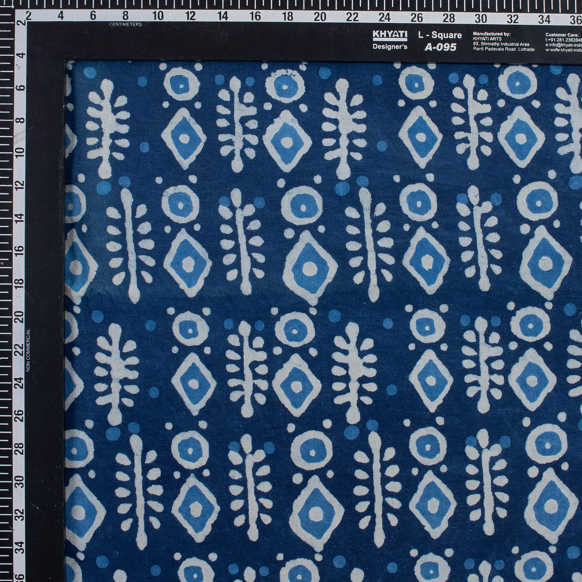 Geometric Indigo Cotton Fabric