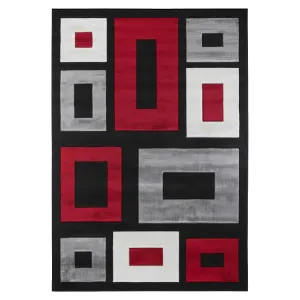 Geometric Modern Red Square Rug