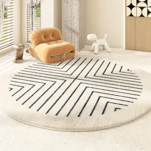 Geometric Modern Rug Ideas for Living Room, Thick Round Rugs for Dining Room, Abstract Contemporary Round Rugs for Bedroom