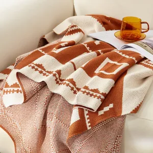 Geometric Patterned Knitted Throw