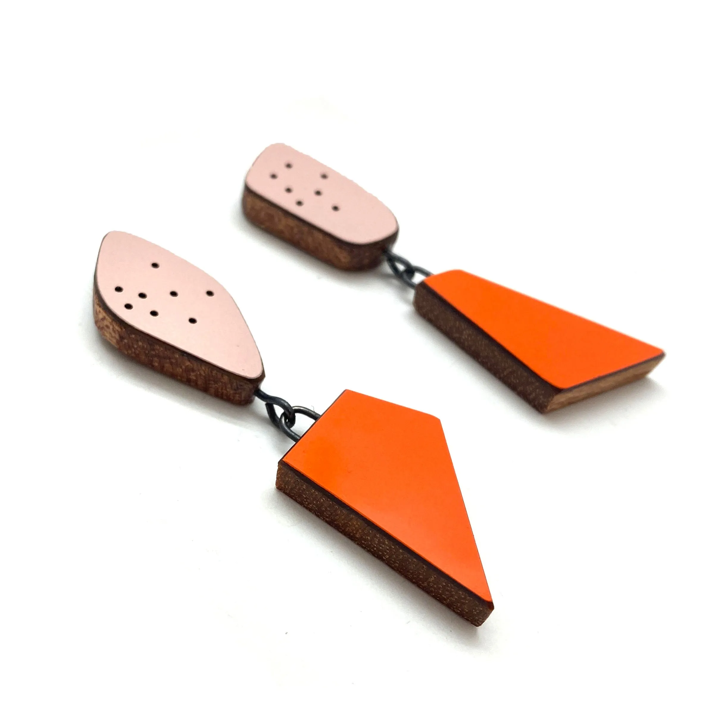 Geometric Pink and Red Earrings