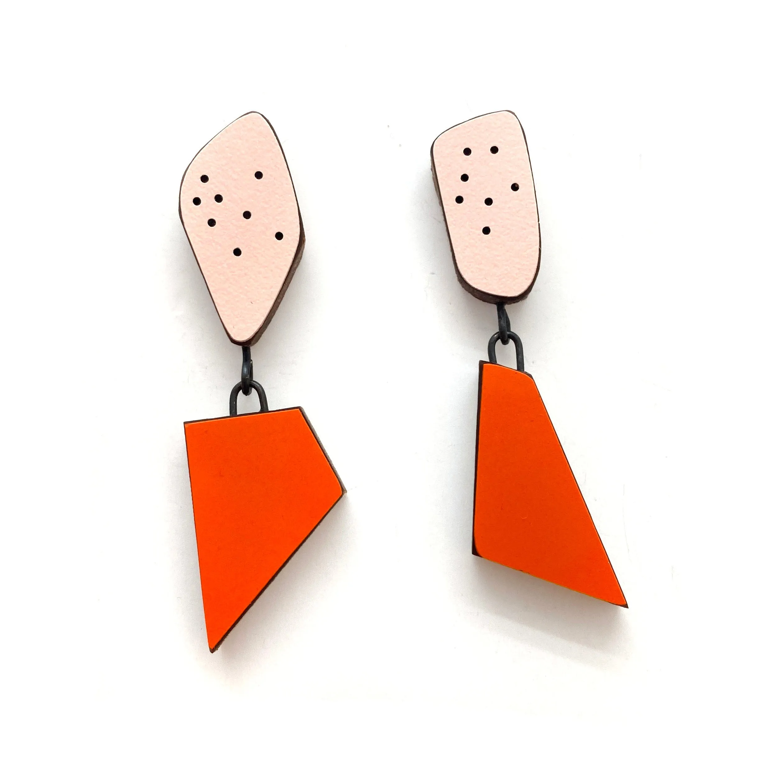 Geometric Pink and Red Earrings