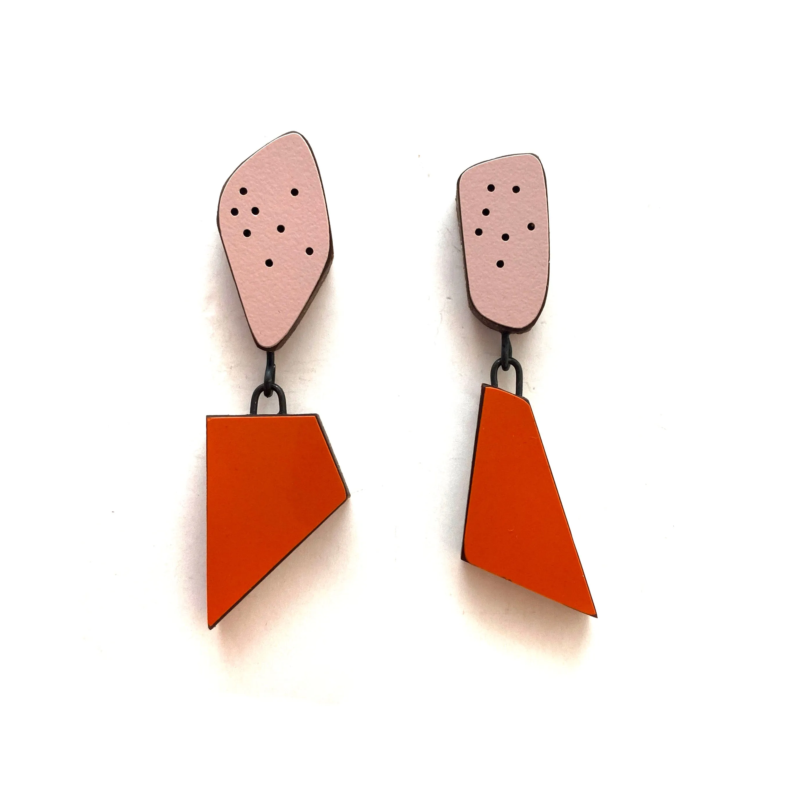 Geometric Pink and Red Earrings