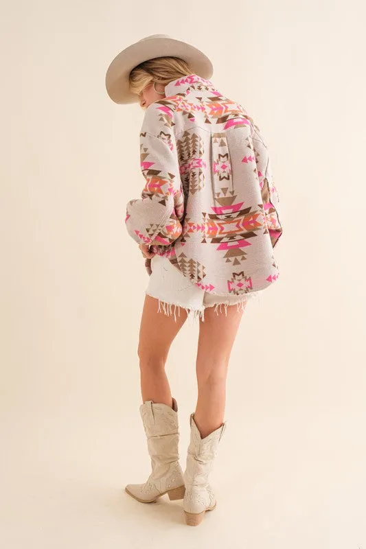 Geometric Print Western Pullover