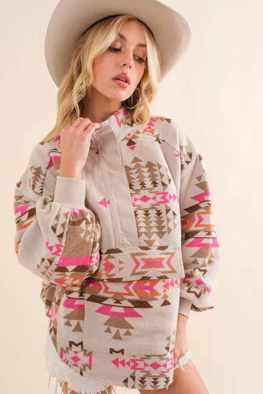 Geometric Print Western Pullover