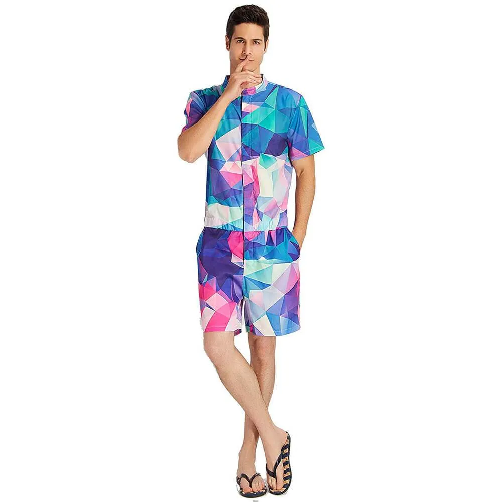 Geometric Printed Male Romper